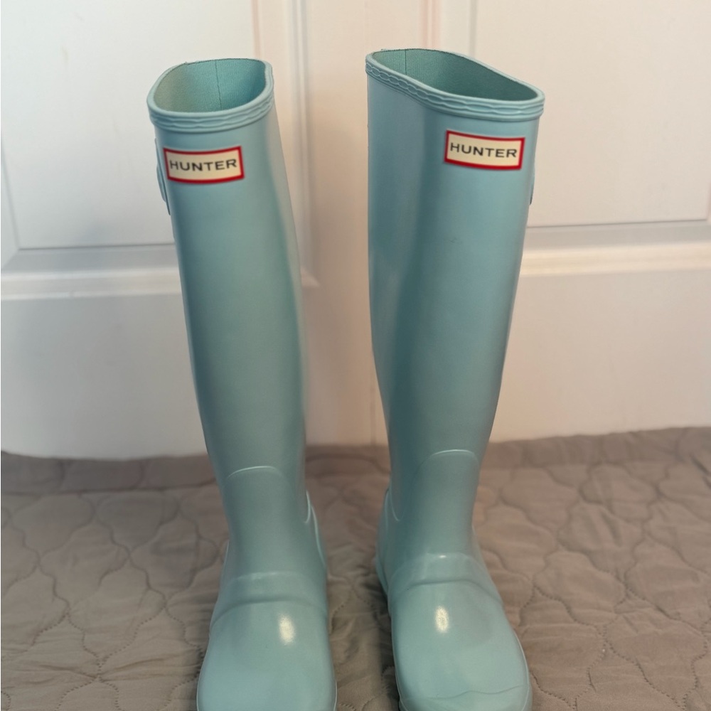 Hunter Light Aqua Tall Rubber Rain Boots